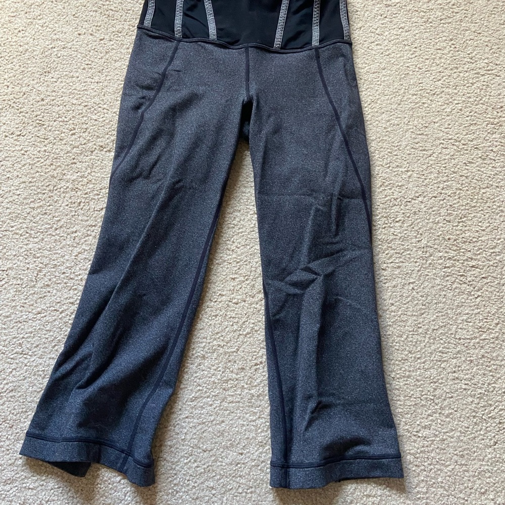 lululemon athletica Charcoal and Black Flare Leggings Cropped length